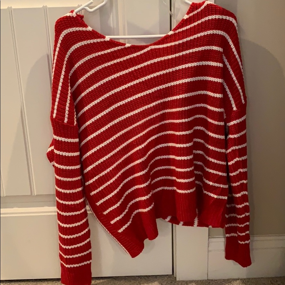 Red and white striped sweater